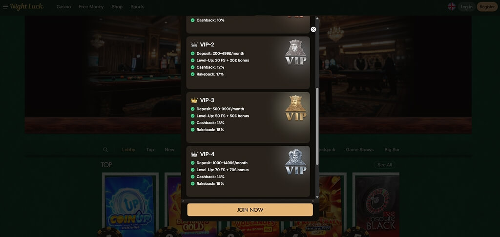 NightLuck Casino VIP Club UK